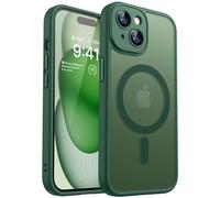 CANSHN Funda Magnética para iPhone 15 Plus, Compatible con MagSafe, [Protección Total de La Cámara], Carcasa Fondo Mate Translúcido 6.7 Pulgadas, Verde Oscuro