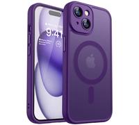 CANSHN Funda Magnética para iPhone 15 Plus, Compatible con MagSafe, [Protección Total de La Cámara], Carcasa Fondo Mate Translúcido 6.7 Pulgadas, Morado Oscuro