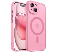 CANSHN Funda Magnética para iPhone 15 Plus, Compatible con MagSafe, [Protección Total de La Cámara], Carcasa Fondo Mate Translúcido 6.7 Pulgadas, Rosa