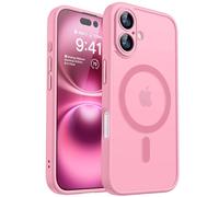 CANSHN Funda Magnética para iPhone 16 Plus(6.7 Pulgadas), Compatible con MagSafe, [Protección Total de La Cámara] Carcasa Fondo Mate Translúcido,Rosa