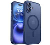 CANSHN Funda Magnética para iPhone 16 Plus(6.7 Pulgadas), Compatible con MagSafe, [Protección Total de La Cámara] Carcasa Fondo Mate Translúcido,Azul Oscuro