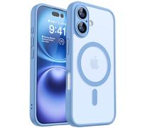 CANSHN Funda Magnética para iPhone 16 Plus(6.7 Pulgadas), Compatible con MagSafe, [Protección Total de La Cámara] Carcasa Fondo Mate Translúcido,Azul Claro