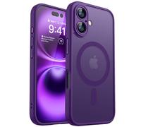CANSHN Funda Magnética para iPhone 16 Plus(6.7 Pulgadas), Compatible con MagSafe, [Protección Total de La Cámara] Carcasa Fondo Mate Translúcido,Morado Oscuro