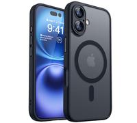 CANSHN Funda Magnética para iPhone 16 Plus(6.7 Pulgadas), Compatible con MagSafe, [Protección Total de La Cámara] Carcasa Fondo Mate Translúcido,Negro