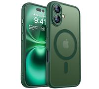 CANSHN Funda Magnética para iPhone 16 Plus(6.7 Pulgadas), Compatible con MagSafe, [Protección Total de La Cámara] Carcasa Fondo Mate Translúcido,Verde Oscuro