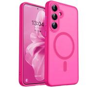 CANSHN Funda Magnética para Samsung Galaxy S25 Plus(6.7 Pulgadas), [Protección Total de La Cámara] Carcasa Fondo Mate Translúcido,Rosa Vivo