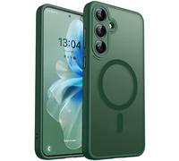 CANSHN Funda Magnética para Samsung Galaxy S25 Plus(6.7 Pulgadas), [Protección Total de La Cámara] Carcasa Fondo Mate Translúcido,Verde Oscuro