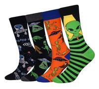 Cansok calcetines de Extraterrestres becerro la tripulación la novedad hombre 4 pares