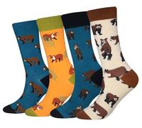 Cansok calcetines de Oso pardo Animal becerro la tripulación la novedad hombre 4 pares