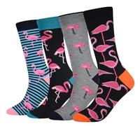 Cansok EUR 42-46 calcetines de Animal Pájaro Flamenco becerro la tripulación la novedad hombre 4 pares