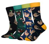 Cansok EUR 42-46 calcetines de Animal Perezoso becerro la tripulación la novedad hombre 4 pares