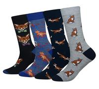 Cansok EUR 42-46 calcetines de Animal Zorro becerro la tripulación la novedad hombre 4 pares