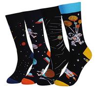 Cansok EUR 42-46 calcetines de Astronautas Universo becerro la tripulación la novedad hombre 4 pares