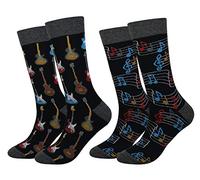 Cansok EUR 42-46 calcetines de guitarra musical becerro la tripulación la novedad hombre 2 pares