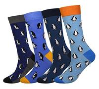 Cansok EUR 42-46 calcetines de Pingüino becerro la tripulación la novedad hombre 4 pares