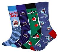 Cansok EUR 42-46 calcetines de Tiburón becerro la tripulación la novedad hombre 4 pares