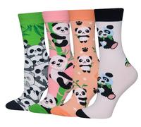 Cansok Regalos para calcetines de Animal Panda animal becerro la tripulación la novedad de mujer calcetines 4 pares