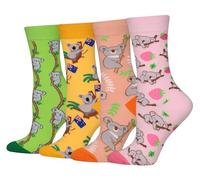 Cansok Regalos para calcetines de Koala Animal animal becerro la tripulación la novedad de mujer calcetines 4 pares