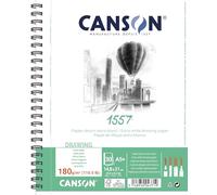 CANSON 1557, papel de dibujo blanco, grano ligero, 180 g/m², 110,5 lb, álbum de espiral grande, tamaño A5-14,8 x 21 cm, extra blanco, 30 hojas