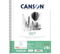 CANSON 1557, papel de dibujo blanco, grano ligero, 180 gsm, 110,5 lb, álbum en espiral grande, A4-21 x 29,7 cm, extra blanco, 30 hojas