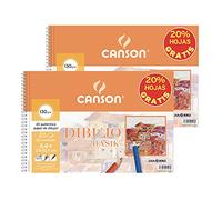 Canson 2 Álbumes Espiral Microperforados A4 de 20 hojas Dibujo Basik Recuadro, 130 g