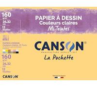 Canson 2789-ass (12 hojas de papel de dibujo, 160 g, 24 x 32 cm Colores Surtidos