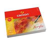 Canson Acrylic, Bloc Encolado, 24x32 cm, 50 Hojas, Grano Fino 400g