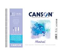 Canson Álbum Espiral Microperforado, 24x32 cm, 12 Hojas, Canson Montval Torchon, Grano Efecto Nube 270g