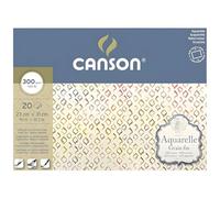 Canson Aquarelle - Bloc Encolado a 4 Lados, 23 x 31 cm, 20 Hojas, 60% Algodón, Grano Fino, 300 g
