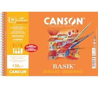 Canson-Infinity Papel de dibujo Dibujo Basik 130gsm grano fino 23x32,5cm 20 hojas espiralado