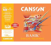 Canson-Infinity Papel de dibujo Basik, blanco natural, grano fino, 130gsm, 24x32 cm, 10 hojas