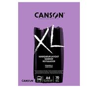 Canson Bloc Encolado, A4, 100 Hojas, Canson XL Marker Barrera 70 g, Blanco, A4