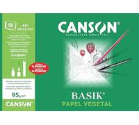 Canson Bloc Encolado, A4+ (23X32,5 cm) 50 Hojas, Guarro Vegetal Basik 90 g, Transparente