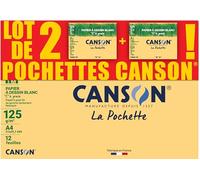CANSON C à Grain - Lote de 2 fundas de papel de dibujo blanco, 24 x 32 cm, 125 g/m²