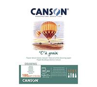 Canson ''C'' à grain, Papel de dibujo blanco, Grano fino, 180g, Encolados por el lado corto, A5-14,8x21cm, Blanco natural, 30 Hojas