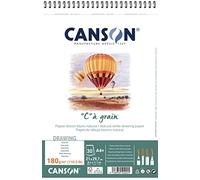 Canson ''C'' à grain, Papel de dibujo blanco, Grano fino, 180g, Espiralados sobre el lado corto, A4-21x29,7cm, Blanco natural, 30 Hojas