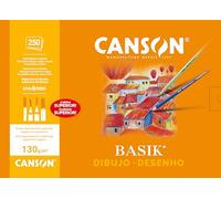 Canson Dibujo Basik, Papel de dibujo blanco, Grano fino, 130gsm, Hoja, 32,5x46cm, Blanco natural, 250 Hojas