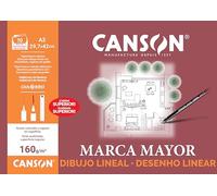 Canson Dibujo Lineal, Papel de dibujo blanco, Suave, 160gsm, Minipack, A3-29,7x42cm, Blanco, 10 Hojas, El embalaje puede variar