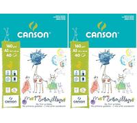 Canson Escolar Bloc Encolado, A3, 40 Hojas, Canson Primeros Dibujos 160g (Paquete de 2)