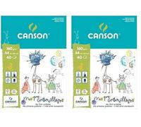 Canson Escolar Bloc Encolado, A4, 40 Hojas, Canson Primeros Dibujos 160g (Paquete de 2)