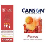 Canson Figueras, Papel óleo, Grano imitación lino, 290gsm, Bloc encolado por lado corto, A4-21x29,7cm, Blanco, 10 hojas