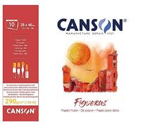 Canson Figueras, Papel óleo, Grano imitación lino, 290gsm, Bloc encolado por lado largo, 38x46cm, Blanco, 10 hojas