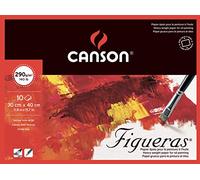 Canson Figueras, Papel óleo, Lienzo de tela, 290g, Block pegado a 4 lados, 30x40cm, Blanco, 10 Hojas