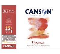 Canson Figueras, Papel óleo, Lienzo de tela, 290g, Encolados por el lado corto, 24x33cm, Blanco, 10 Hojas