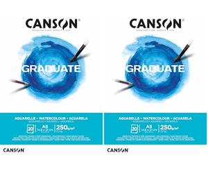 Canson Graduate Acuarela Bloc Encolado A5 20H Fino 250g (Paquete de 2)