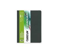 CANSON Graduate Book, Cuaderno de dibujo, Grano fino, 160gsm, Sketchbook tapa dura, 14x21,6cm, Blanco, 104 hojas