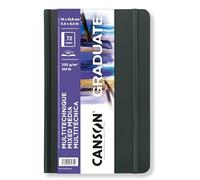 CANSON Graduate Book, Cuaderno de Esbozo, Grano Ligero, 200gsm, Tapa Dura, 14x21,6 cm, Blanco, 72 hojas