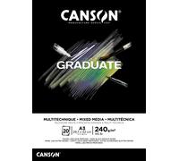 Canson Graduate Mix Media Bloc Encolado A3 20 hojas Negro Fino 240g, C31250P018