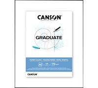 Canson Graduate, Papel Calco, Liso, 70g, Bloc Encolado Lado Corto, A4-21x29,7cm, Translucido, 40 hojas