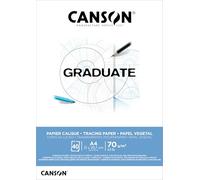 Canson Graduate, Papel Calco, Liso, 70g, Bloc Encolado Lado Corto, A4-21x29,7cm, Translucido, 40 hojas